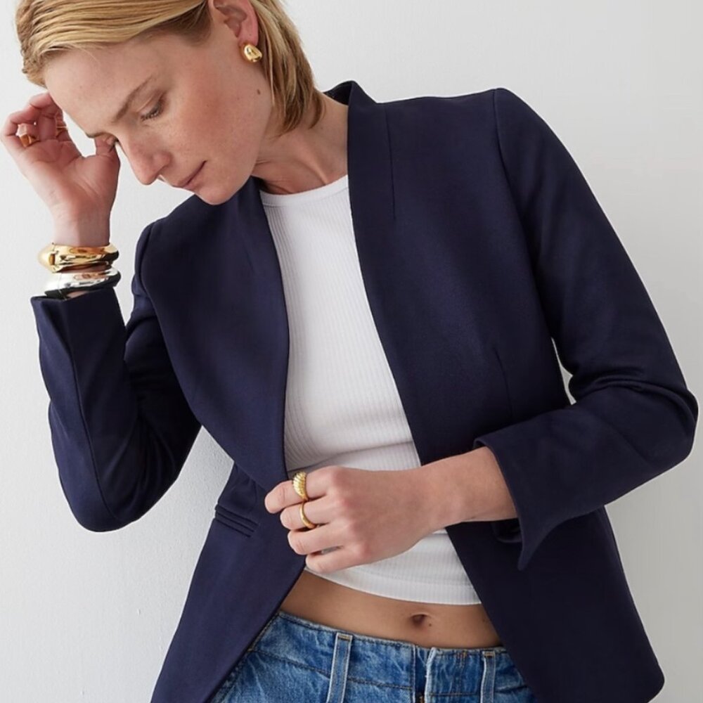 J. Crew Petit Going Out Blazer in stretch twill Size 6P NWT H2778 navy blue